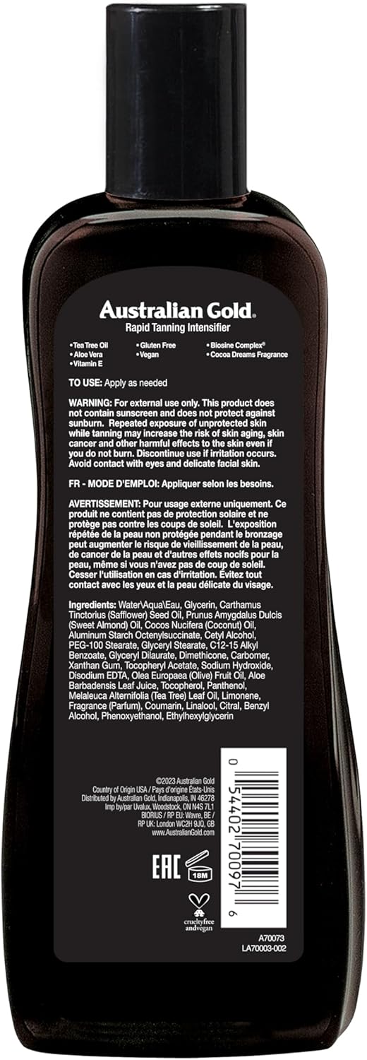 Australian Gold, Loção, cruelty-free, tom médio, acelerador e otimizador de bronzeado - 250 ml