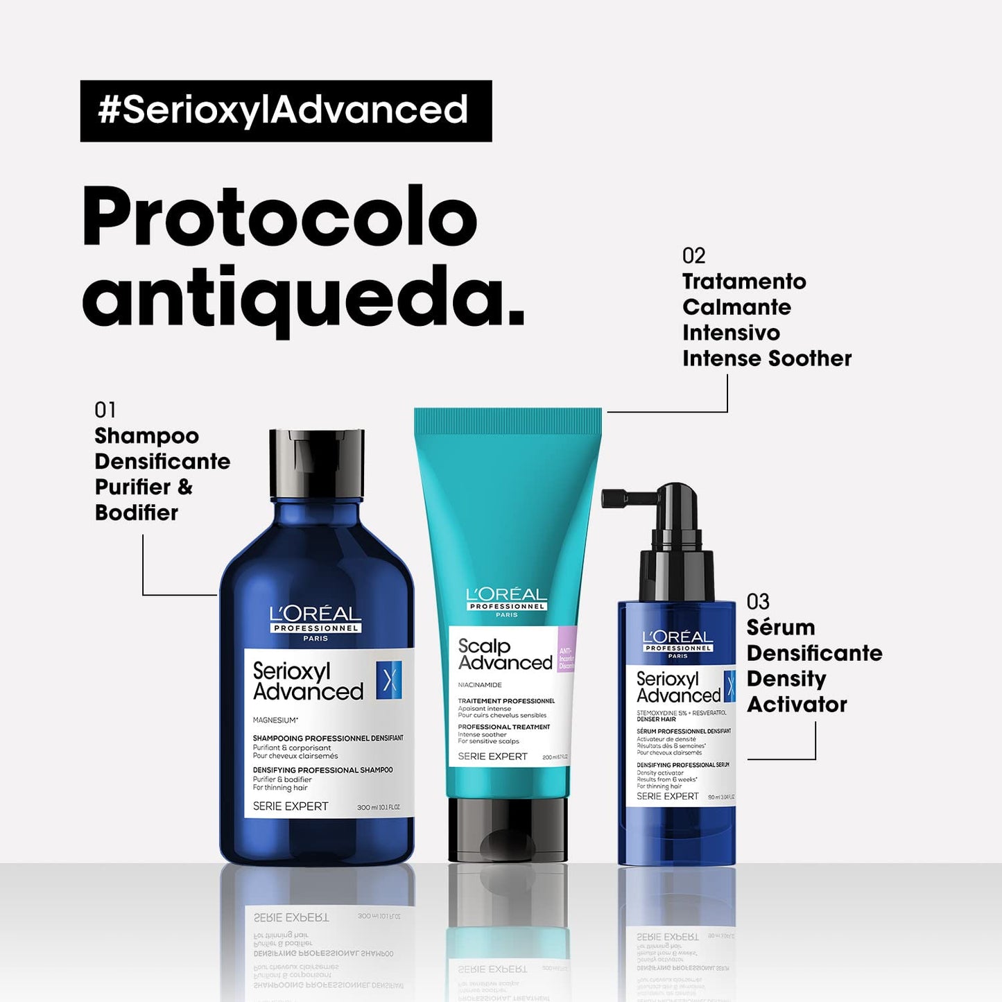 Shampoo L’Oréal Professionnel Enriquecido com Ingredientes Dermatologicamente Ativos para Cabelos Finos e Ralos, Serioxyl Advanced, 500 ml