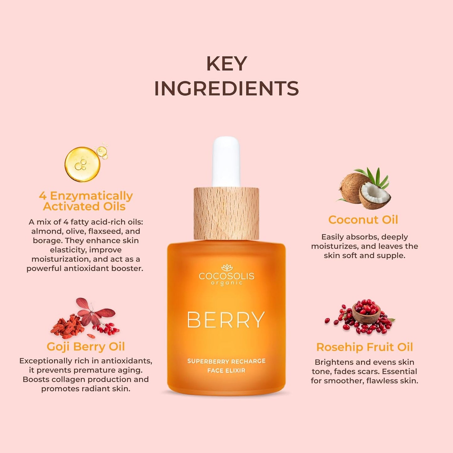 COCOSOLIS BERRY Elixir facial Superberry Recharge com óleos orgânicos
