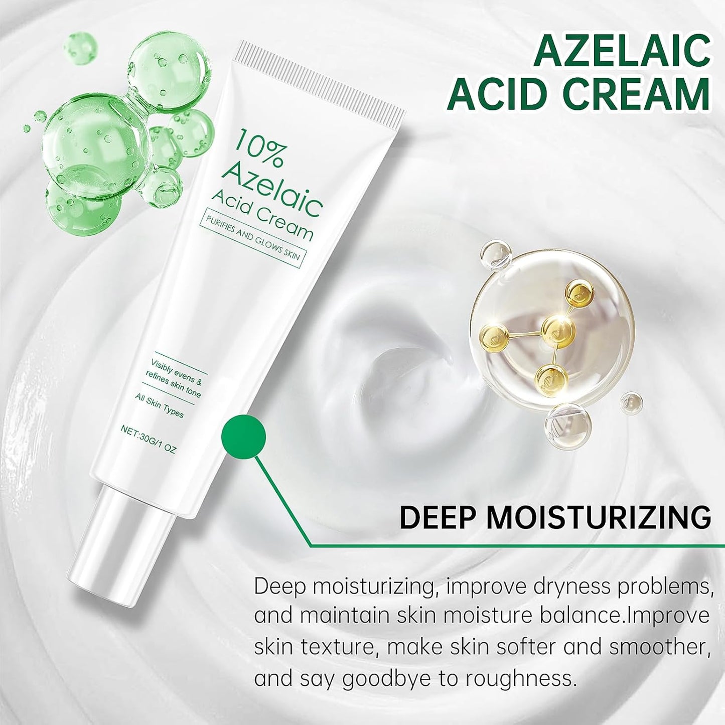 Allony Creme, 10% ácido azelaico 30g, com Niacinamida, Reduz as manchas