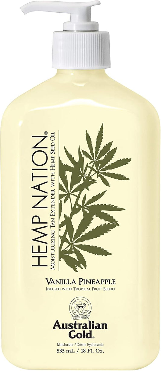 Australian Gold compatível - Loção Corporal Hemp Nation Baunilha Abacaxi Prolongadora de Bronzeado 535 ml
