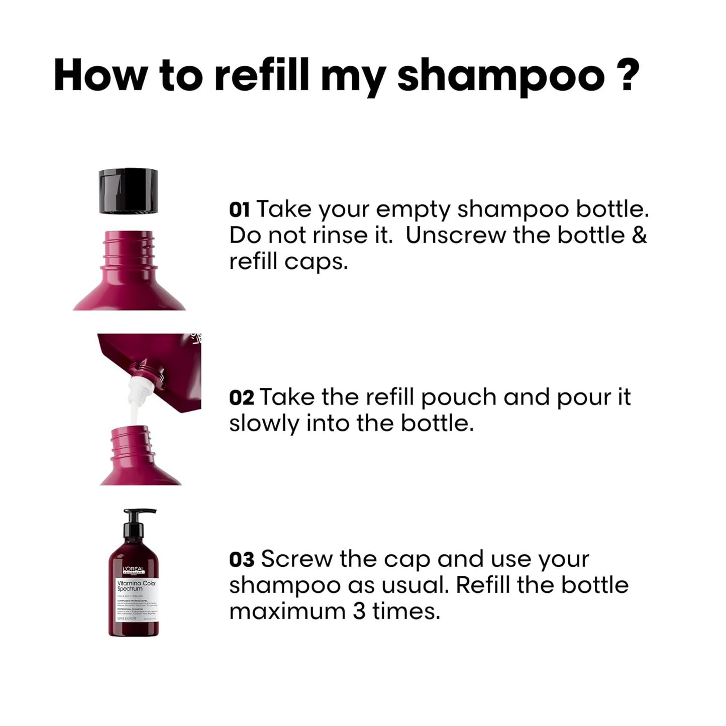 L'Oréal Professionnel, Shampoo Profissional Sem Sulfato, Para Cabelos Coloridos, Cor Brilhante e de Longa Duração, Fixa a Cor por Até 100 Dias, Espectro de Cores Vitaminado, Série Expert, Refil, 500ml