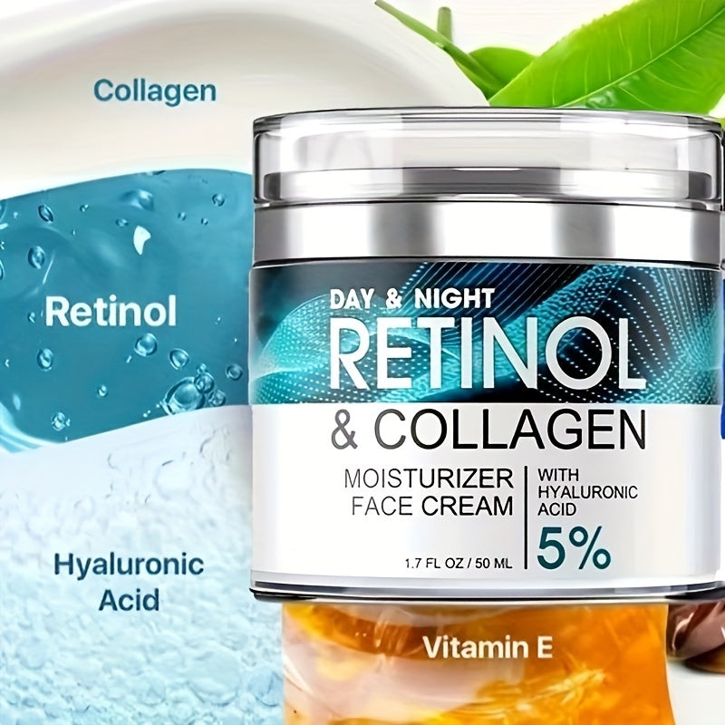 Hidratante retinol 50ml com colágeno e ácido hialurônico, ideal para pele jovem e radiante, disponível na Terra de Estrelas