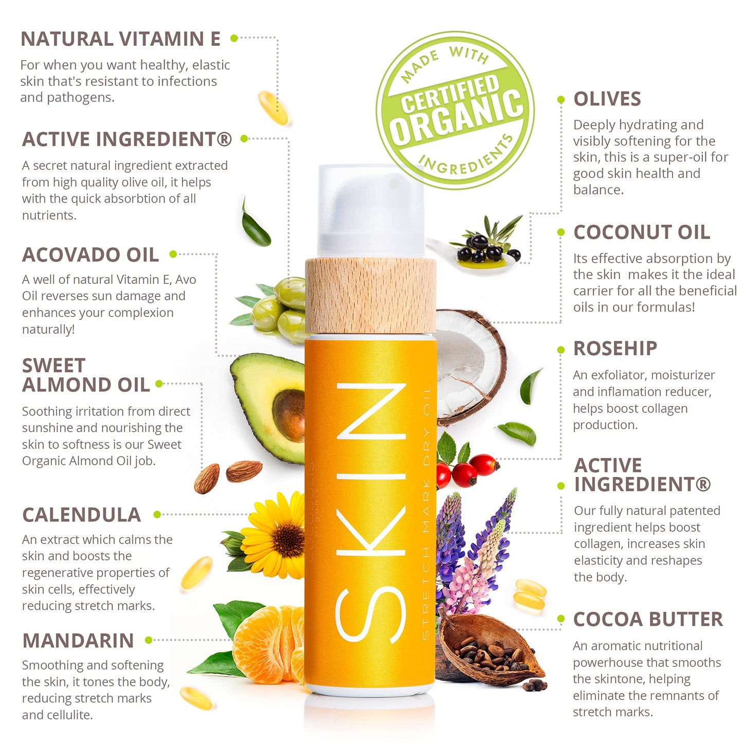 COCOSOLIS Bio Oil Antiestrias com óleo de amêndoas e tangerina