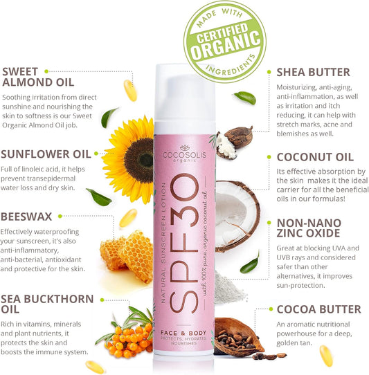 COCOSOLIS Creme Solar 30 SPF - Creme hidratante e protetor solar com óleo de Amora - 100 ml