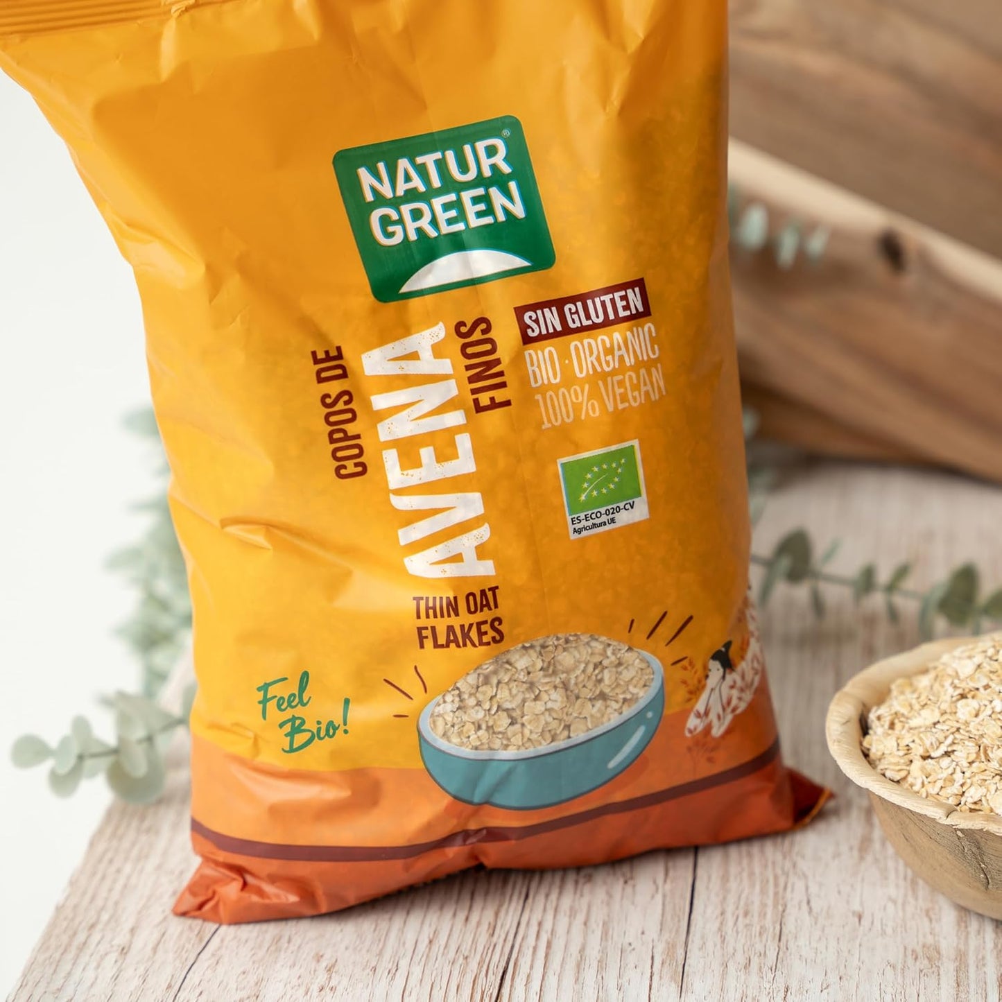 Flocos de Aveia Sem Gluten BIO NaturGreen 1Kg - 100% Vegano