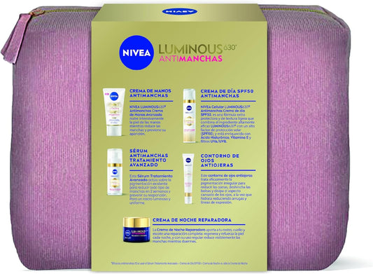 Pacote de presente NIVEA antimancha com creme de dia, creme de noite, soro, contorno de olhos e creme para mãos, ideal para cuidados da pele