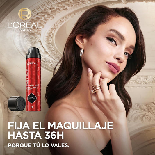 L'Oréal Paris Infaillible Makeup Setting Spray, à prova d'água, permanece até 36 horas, 75 ml