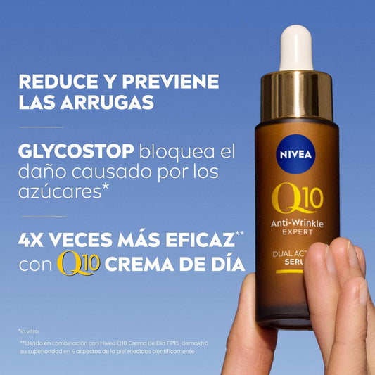 Sérum antirrugas Nivea Q10 de 30 ml, com tecnologia antiglicação, para prevenir e reduzir rugas e danos causados por açúcares