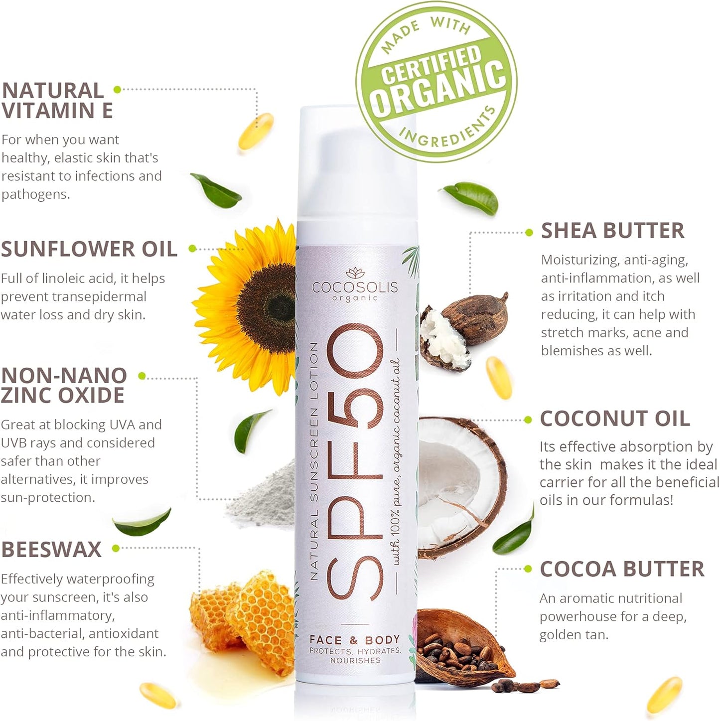COCOSOLIS Protetor solar FPS 50, amora - 100 ml