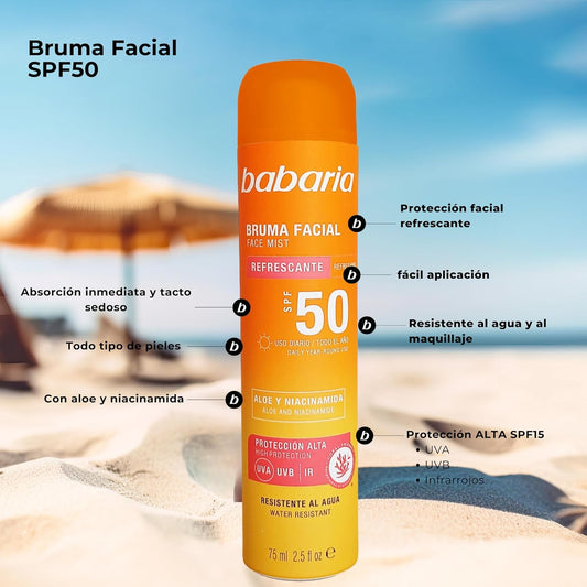 Babaria - Spray Facial Protetor Solar 50