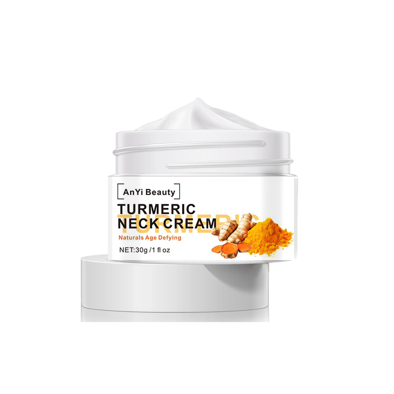 Creme facial de curcuma antienvelhecimento com retinol e ácido hialurônico em embalagem branca para firmeza da pele