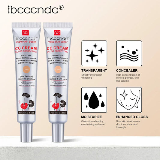 Creme CC para proteção da pele, hidratante e à prova d'água, ideal para maquiagem duradoura e cuidados com a pele
