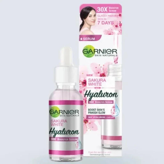 Sérum facial acne Garnier com niacinamida, para clarear manchas e hidratar a pele, embalado com conta-gotas para uso preciso.