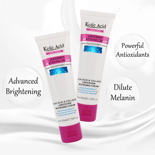 Creme de ácido kojico para axilas, com ativos potentes para clareamento e antioxidantes em embalagem de 50ml