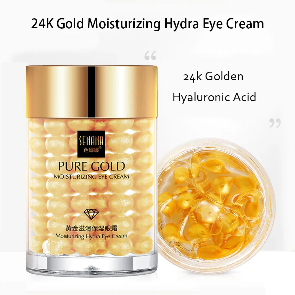 Creme hidratante para os olhos com ouro 24K e ácido hialurônico, parte do kit de cuidados com a pele ouro 24K