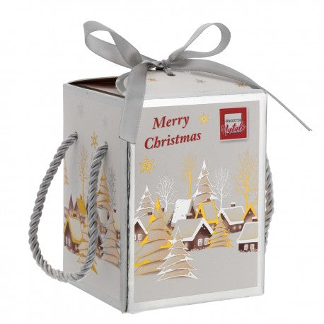 Árbol de Navidad plateado de 10 cm con mini belén de 4 cm