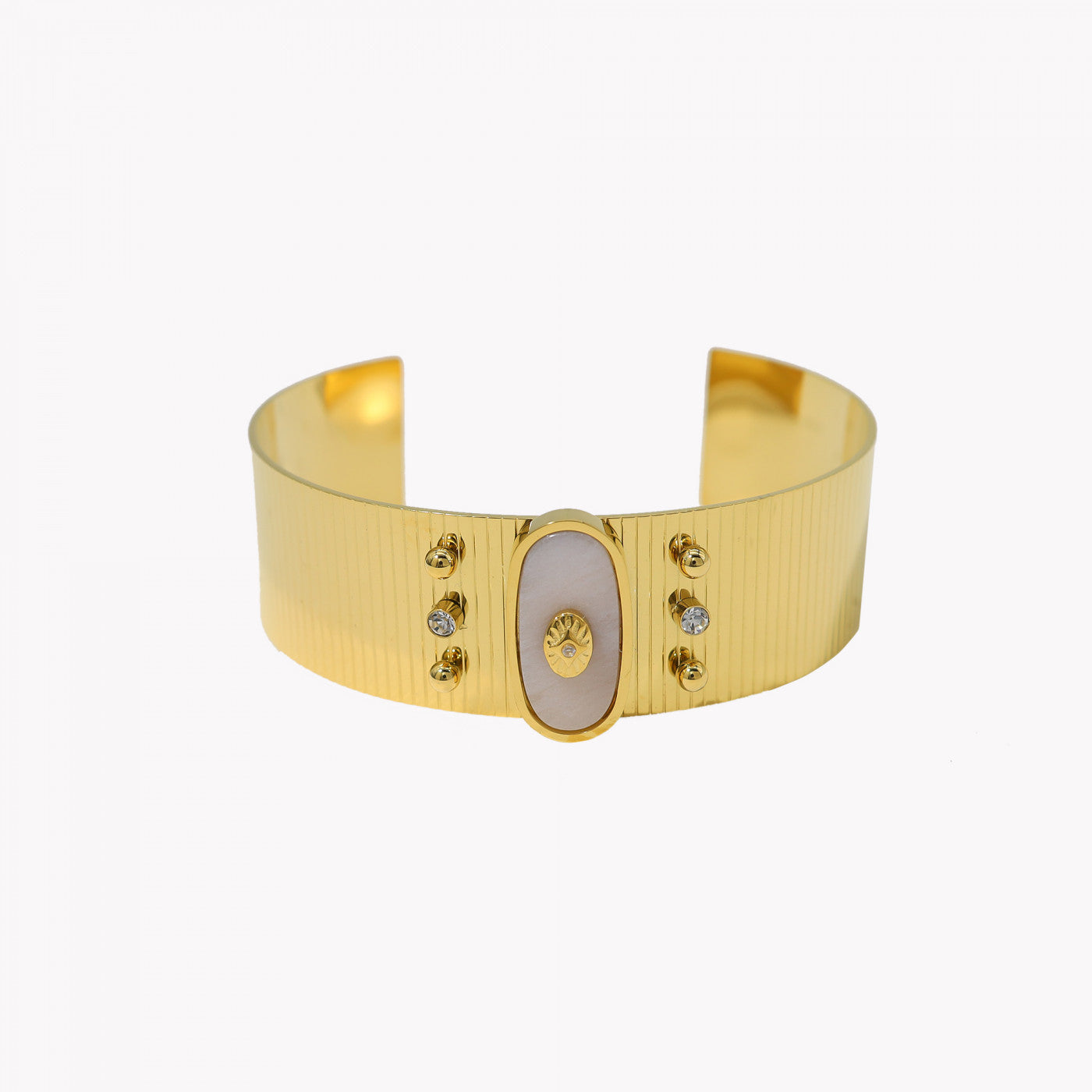 Pulseira rígida aço com textura olho