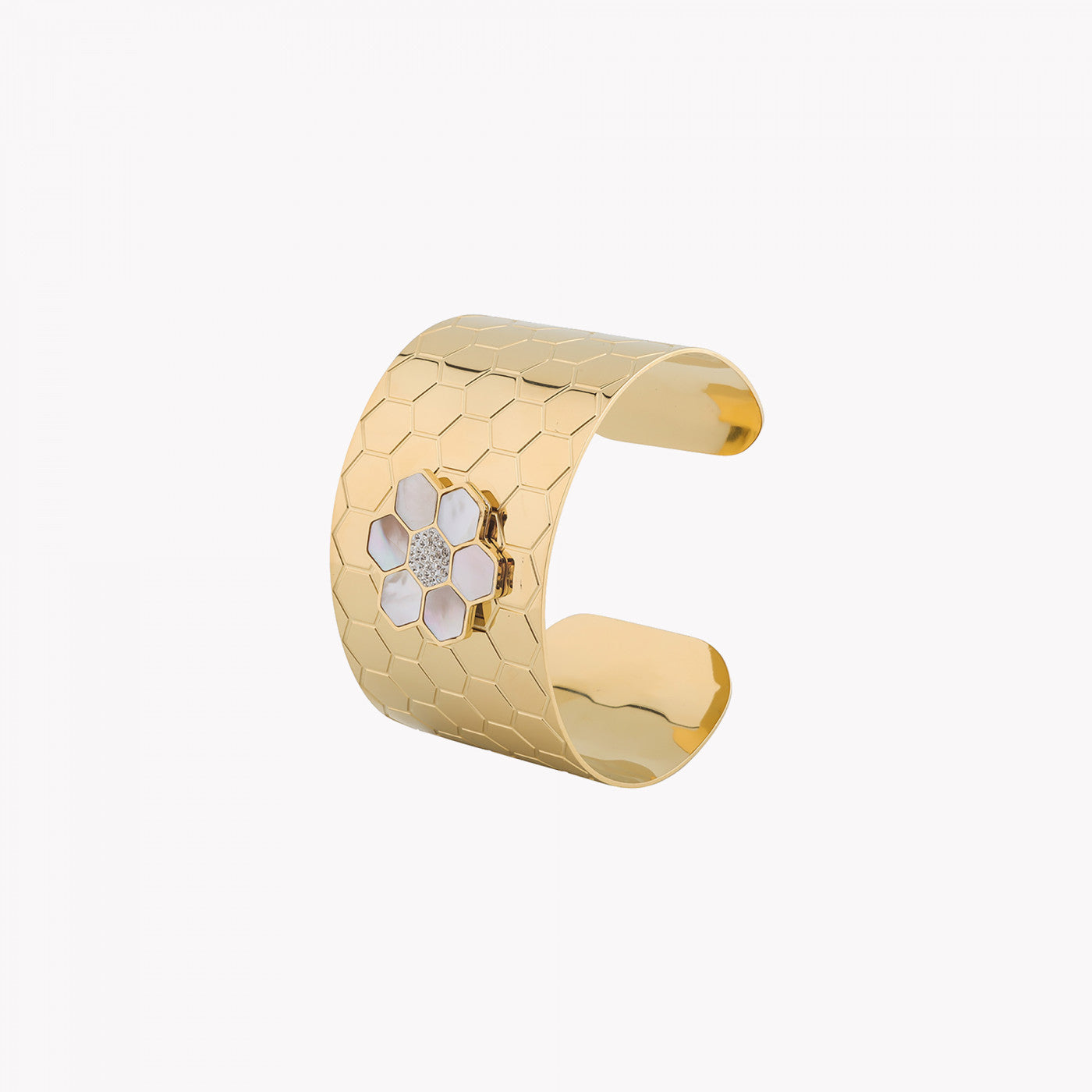 Pulseira rígida aço com flor