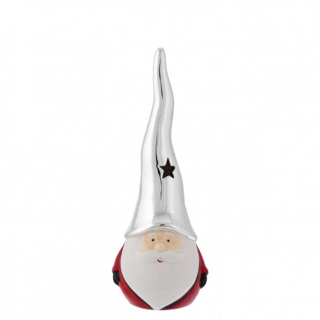 Difusor de Papá Noel bilaminado plateado de 18 cm con gorro plateado
