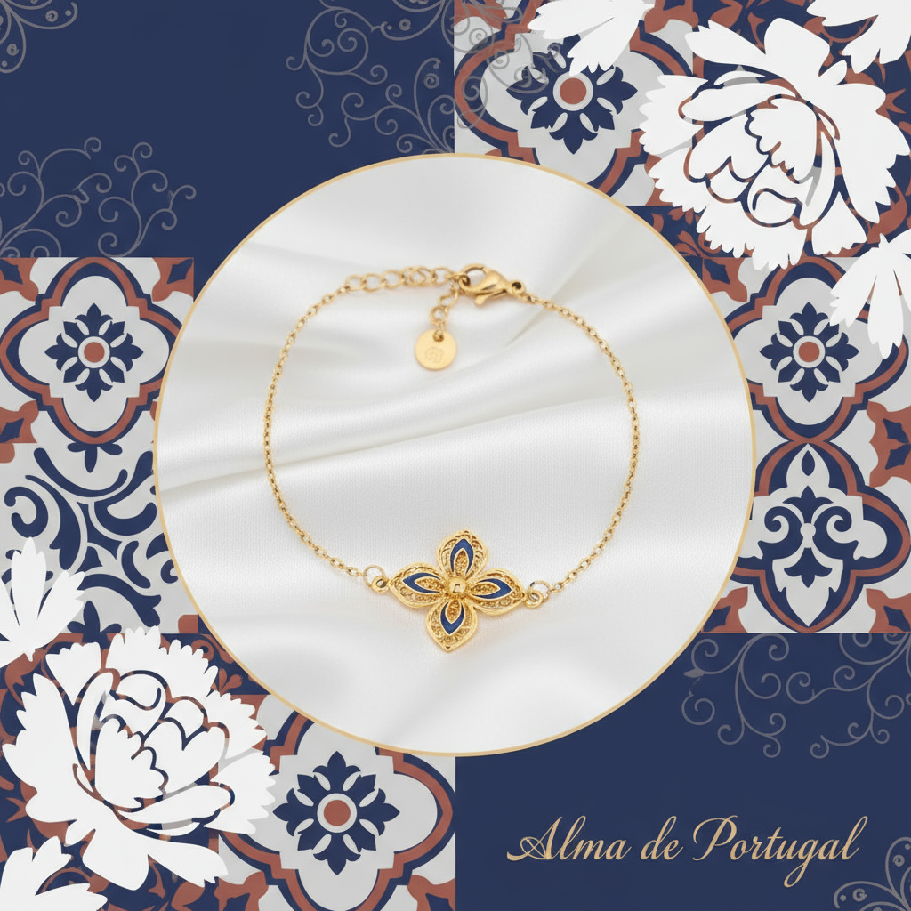 Banner Alma de Portugal - Pulseira flor azul