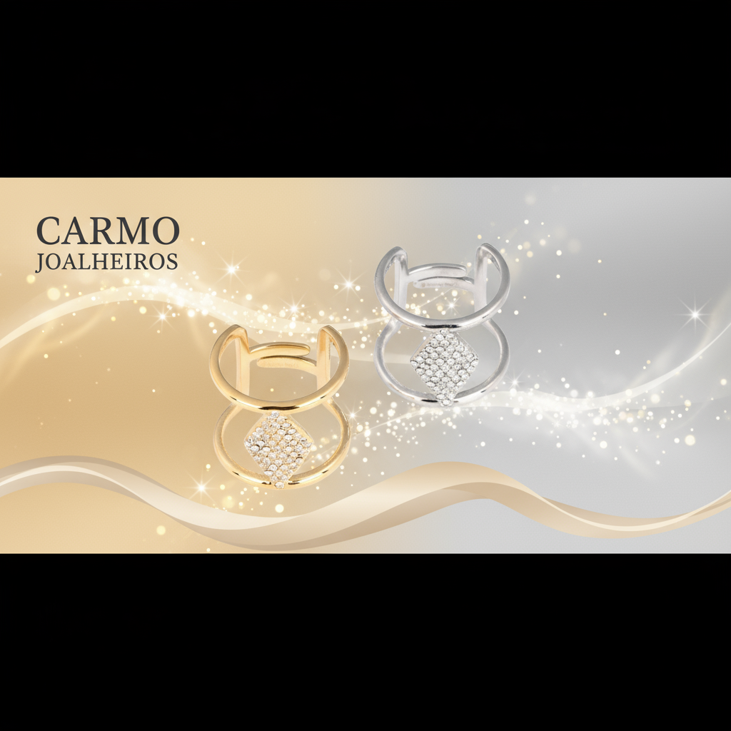 Banner Anel Ajustável Aço Feminino com Zircônias