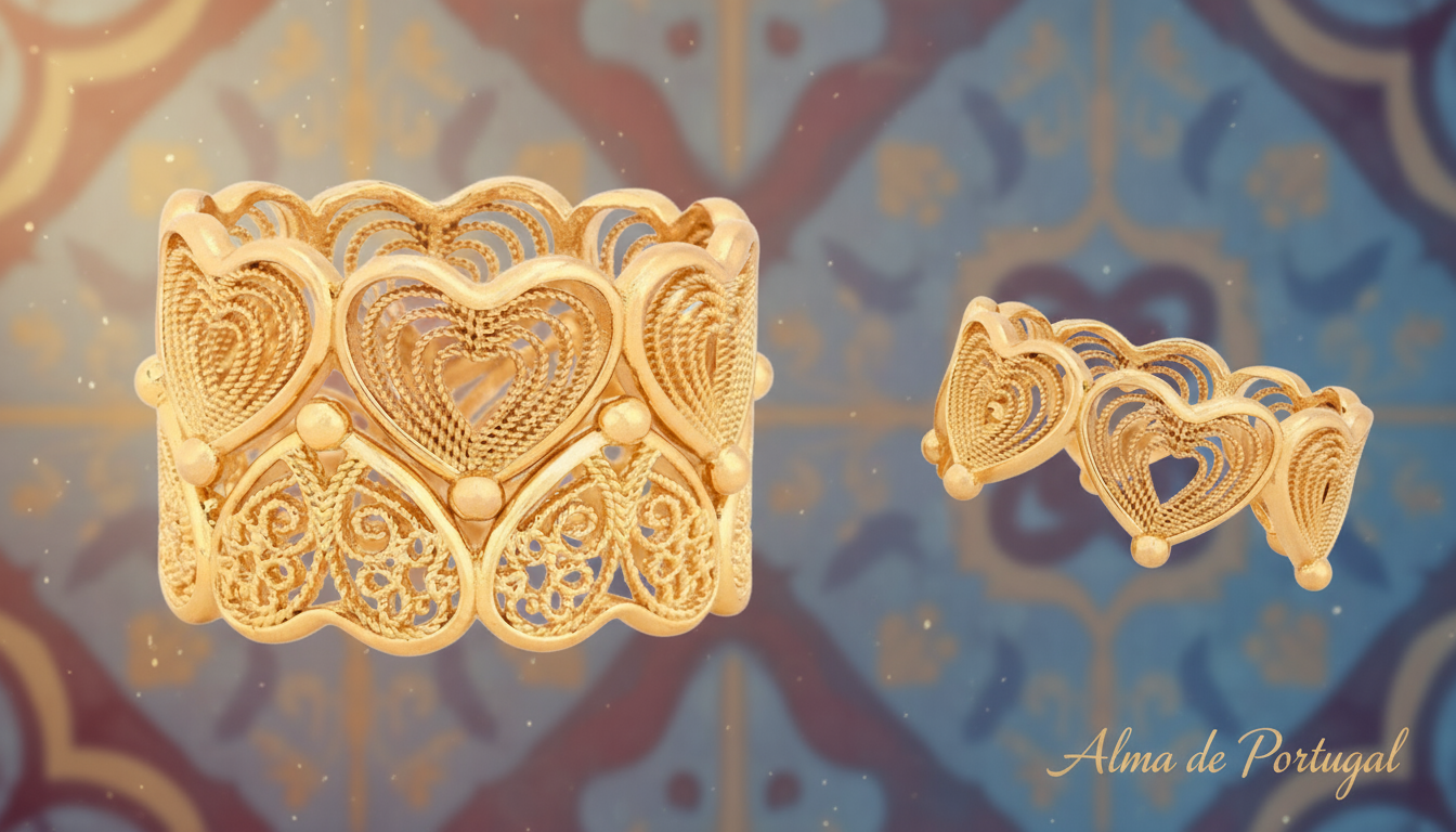 Banner Anel Alma Duplo com Corações - Alma de Portugal