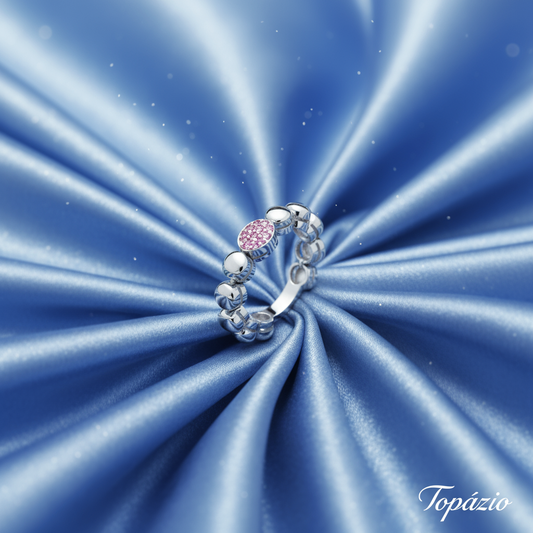 Banner Anel Dot Cristais Rosa Topázio - Azul