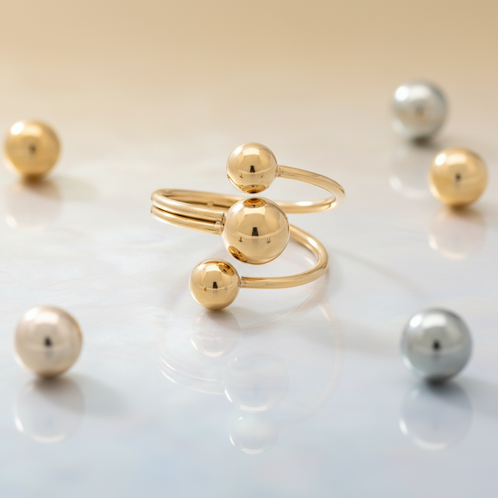 Banner Anel em aço com esferas