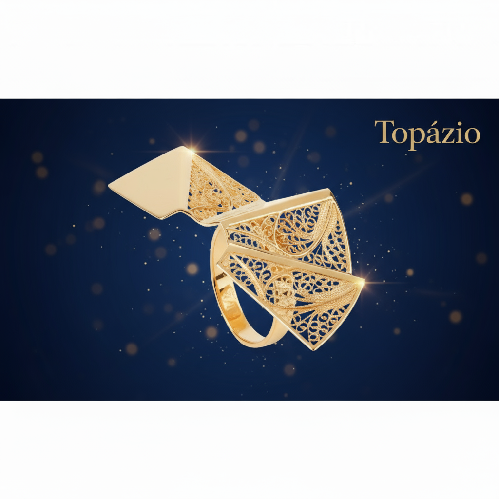 Banner Anel Filigrana Dourado Topázio