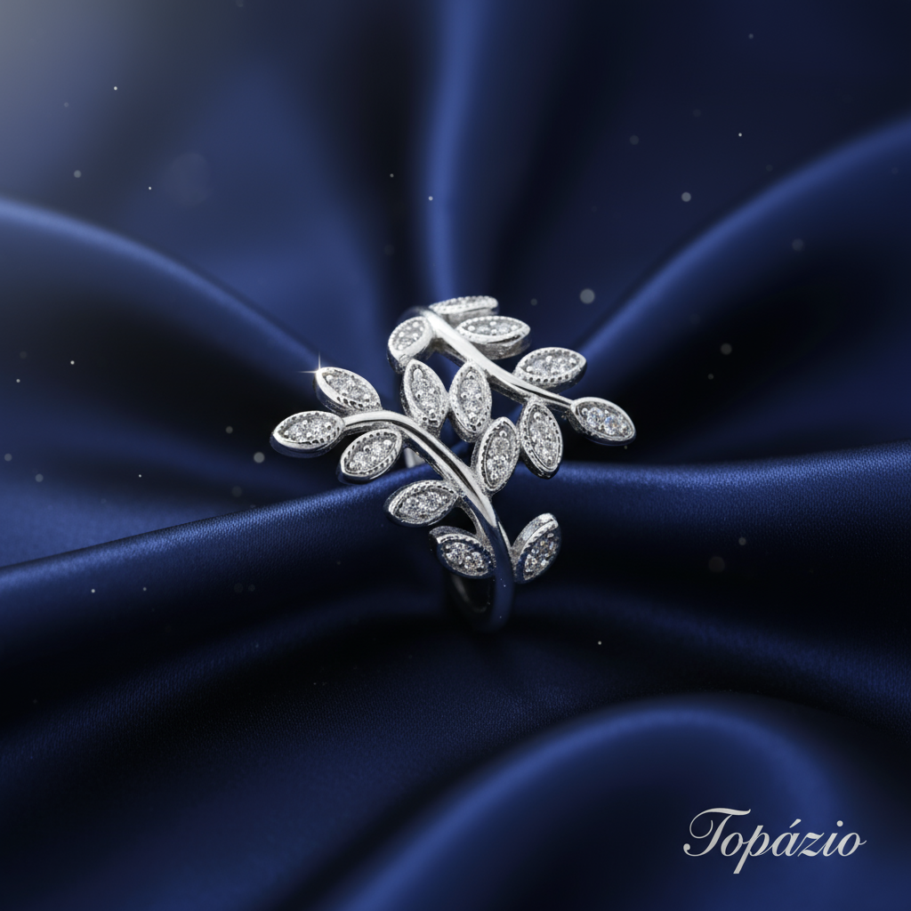 Banner Anel Folhinhas Prata Topázio