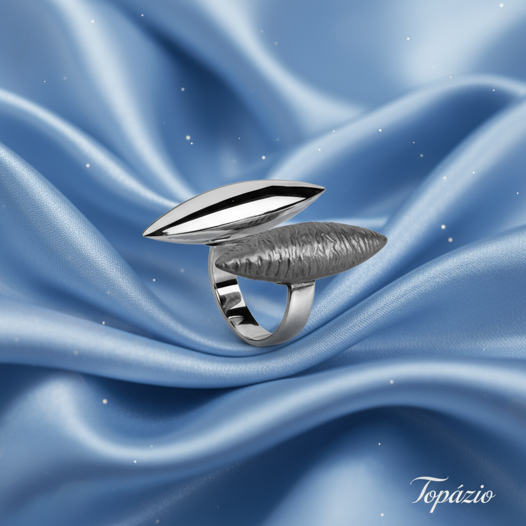 Banner Anel Midnight Prata Topázio - Azul