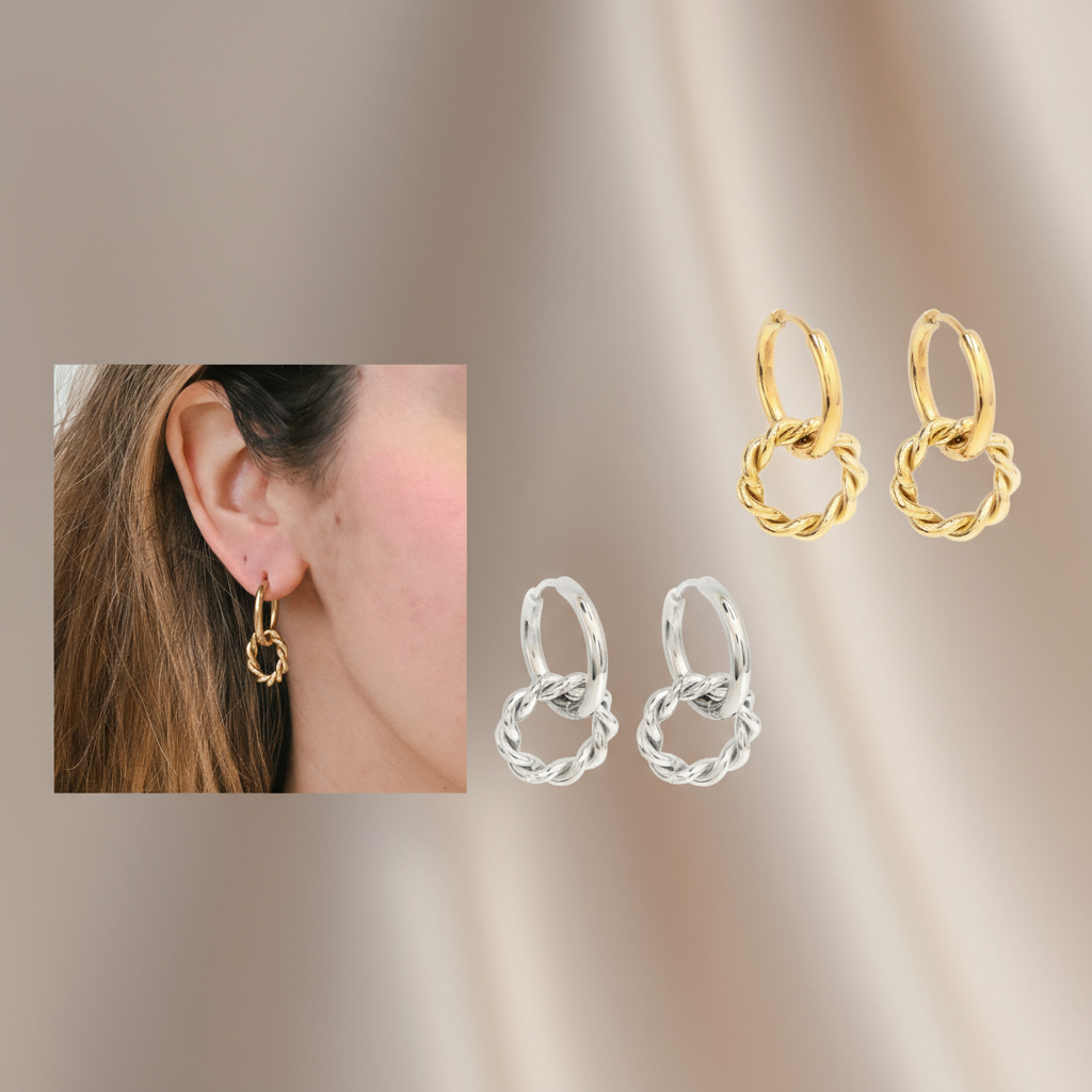 Banner Argolas em aço dupla entrelaçadas