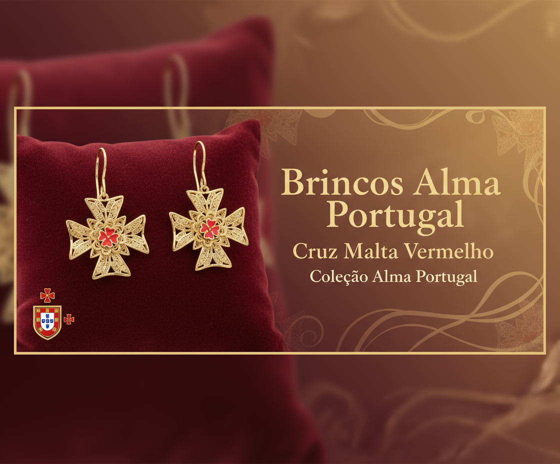 Banner Brincos Alma Portugal Cruz Malta Vermelho