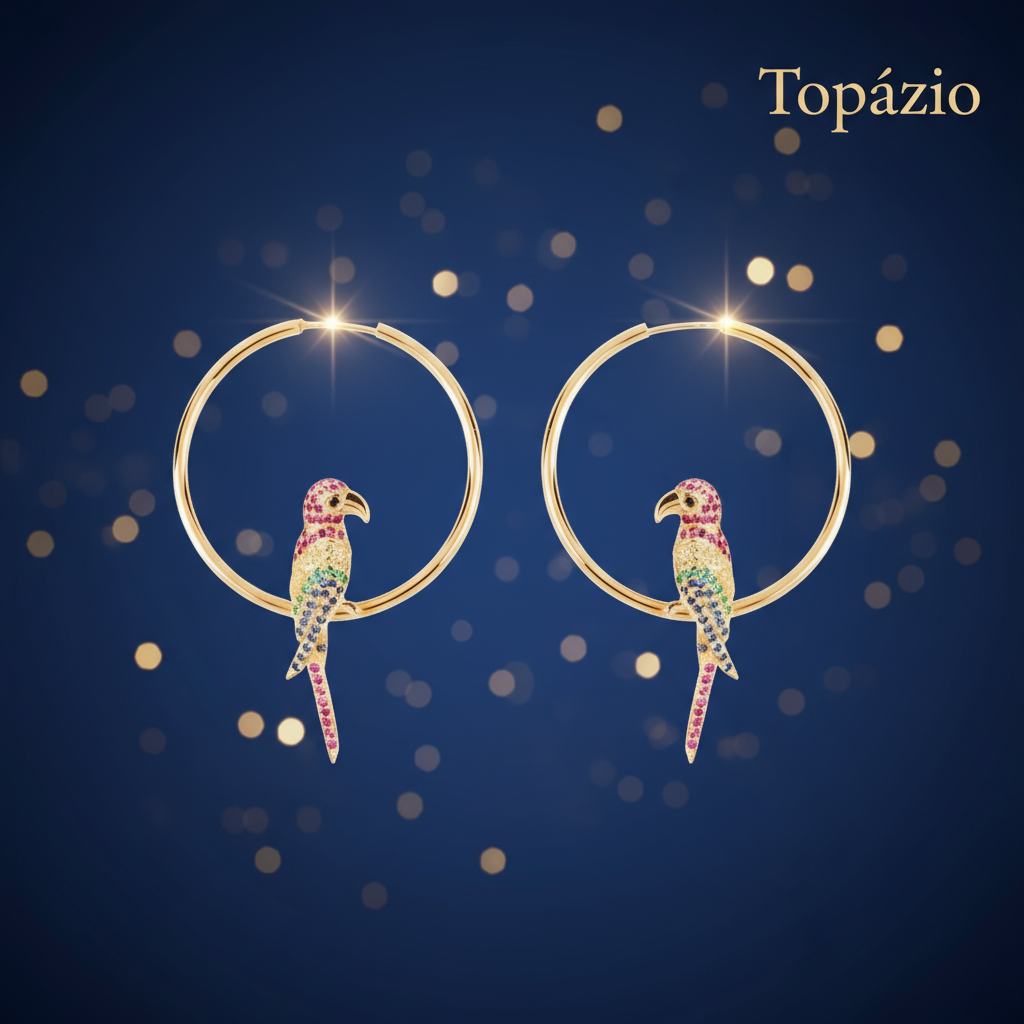 Banner Brincos Argolas Arara Topázio