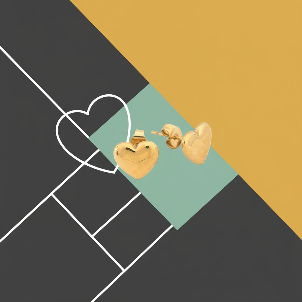 Banner Brincos em aço coração básico