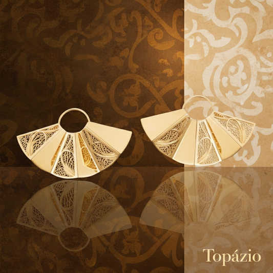 Banner Brincos Filigrana Portuguesa Dourados - Topázio