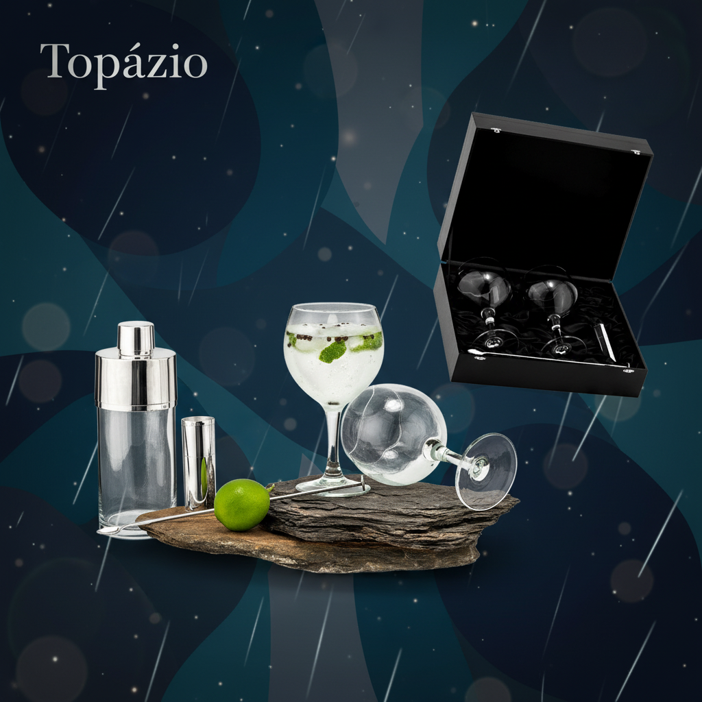 Banner Carmo Joalheiros conjunto de gin premium: copos e shaker