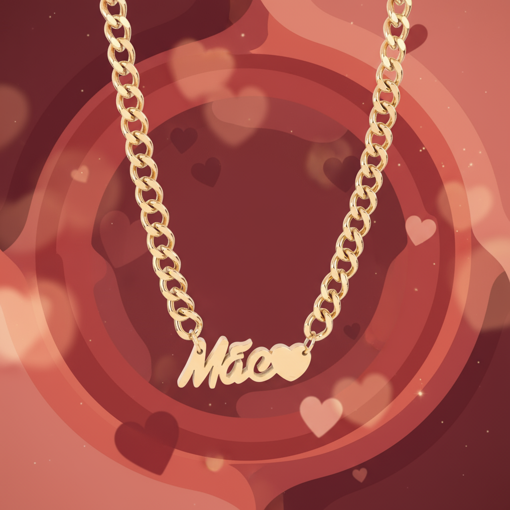 Banner Colar aço palavra MÃE