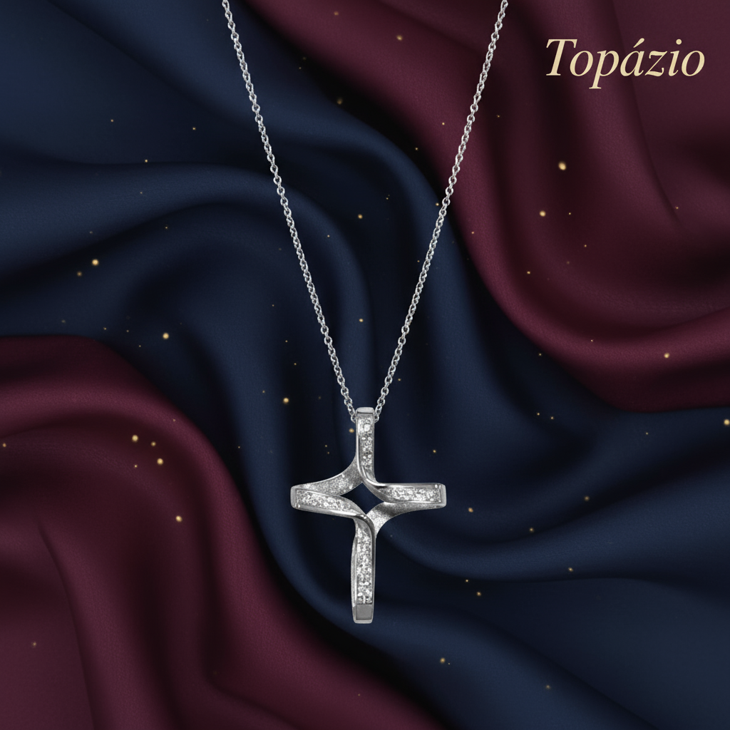 Banner Colar Cruz Divine - Topázio