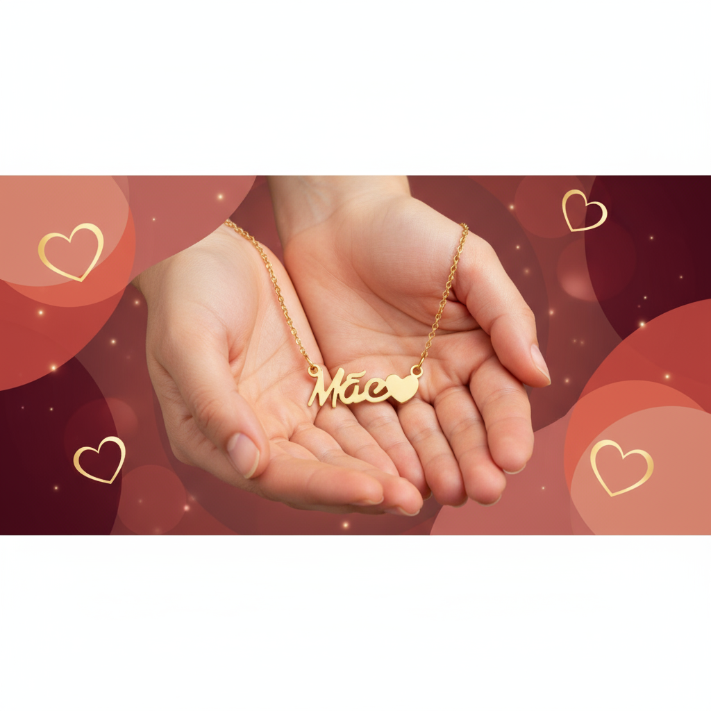 Banner Colar de aço fino - MÃE