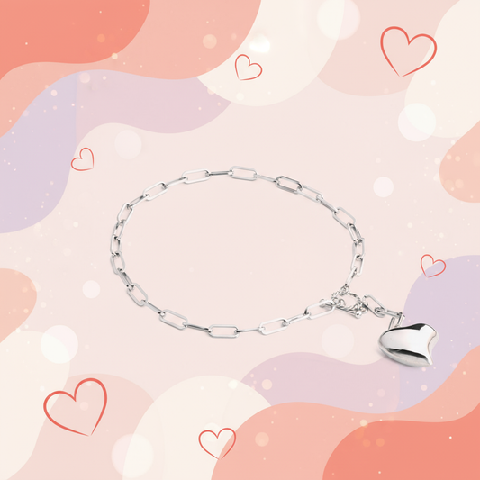 Banner Colar em aço com elos e coração cheio