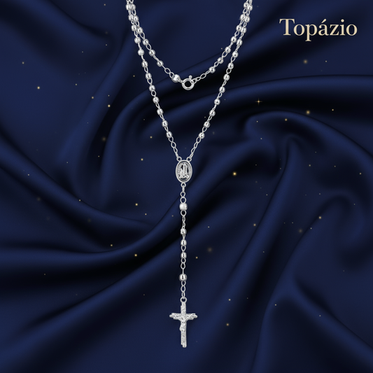 Banner Colar Terço 3mm - Lapidado - Topázio