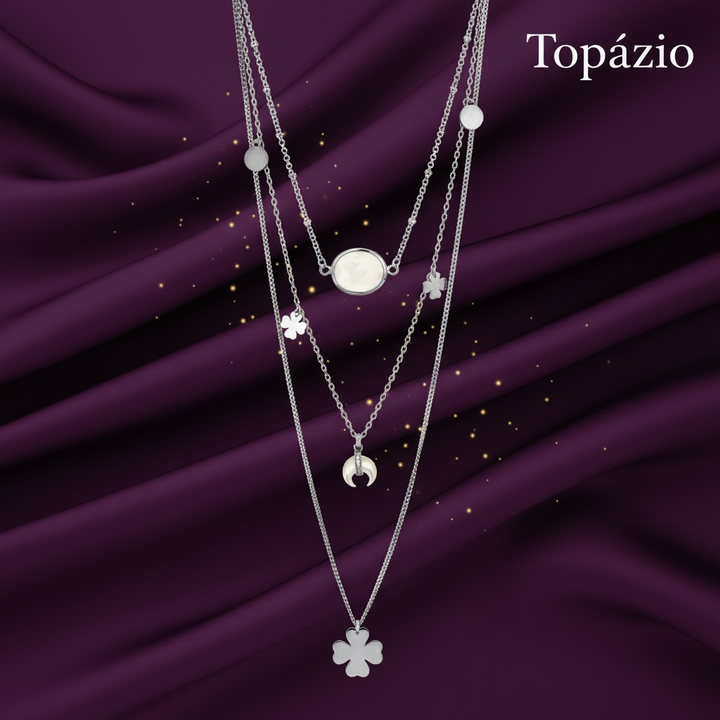 Banner Colar Triplo Trevo - Topázio
