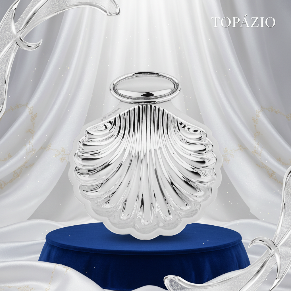 Banner Concha Batismo Prata Clássica Polida