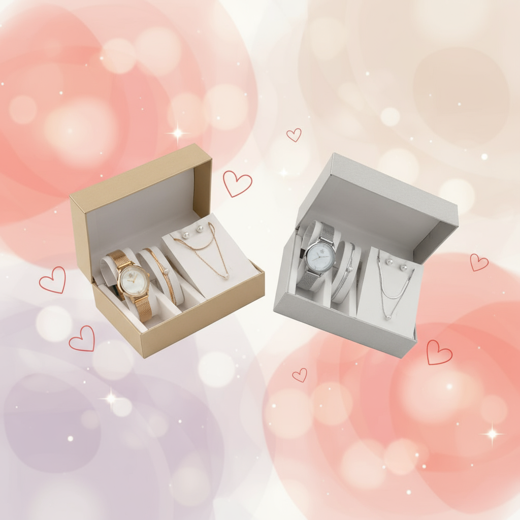 Banner Conjunto de jóias em aço - Gosto Muito de Ti - Pérolas 2