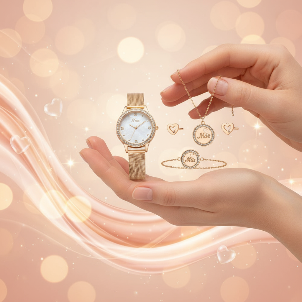 Banner Conjunto de jóias Gosto Muito de Ti - Mãe