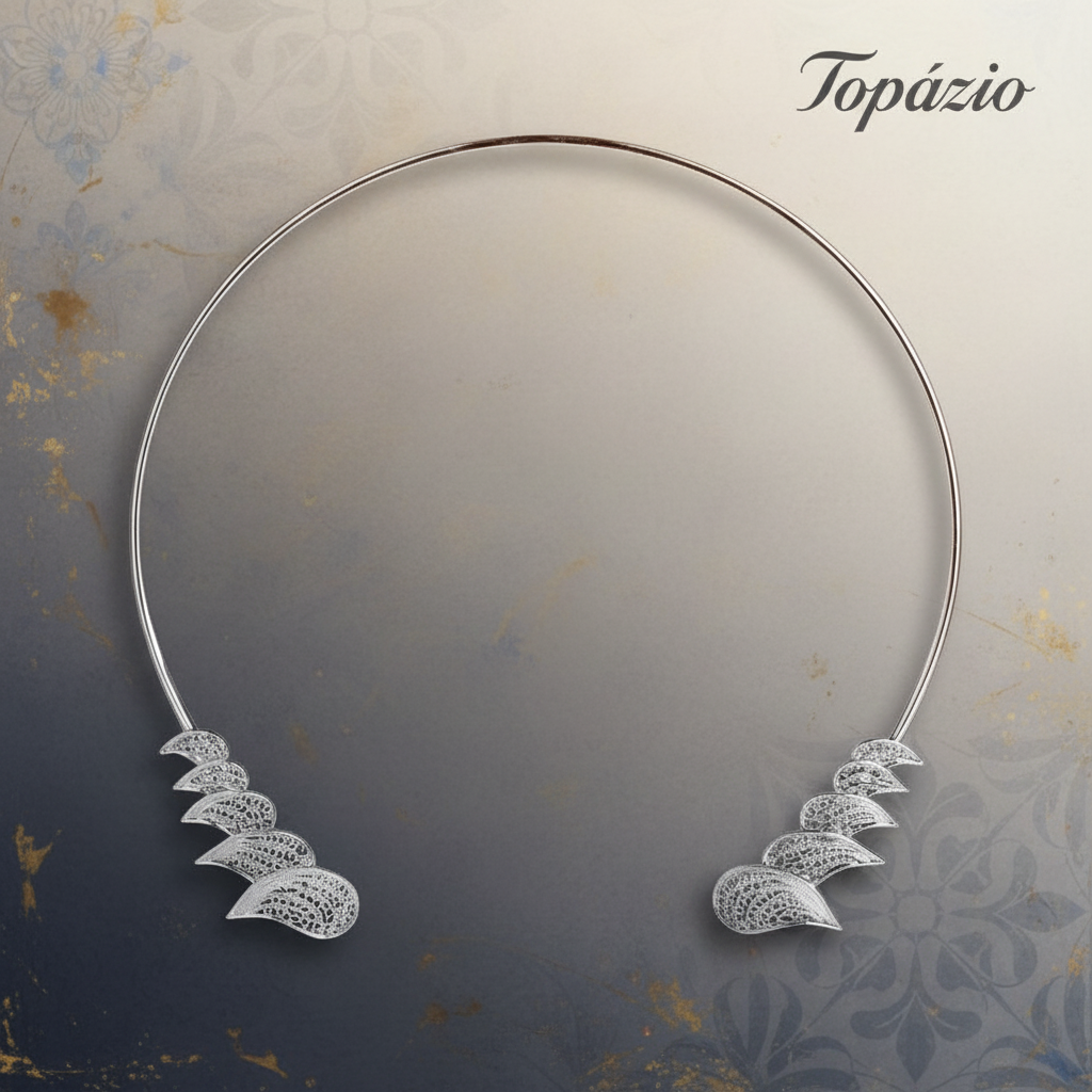 Banner Gargantilha Filigrana Portuguesa em Prata - Topázio