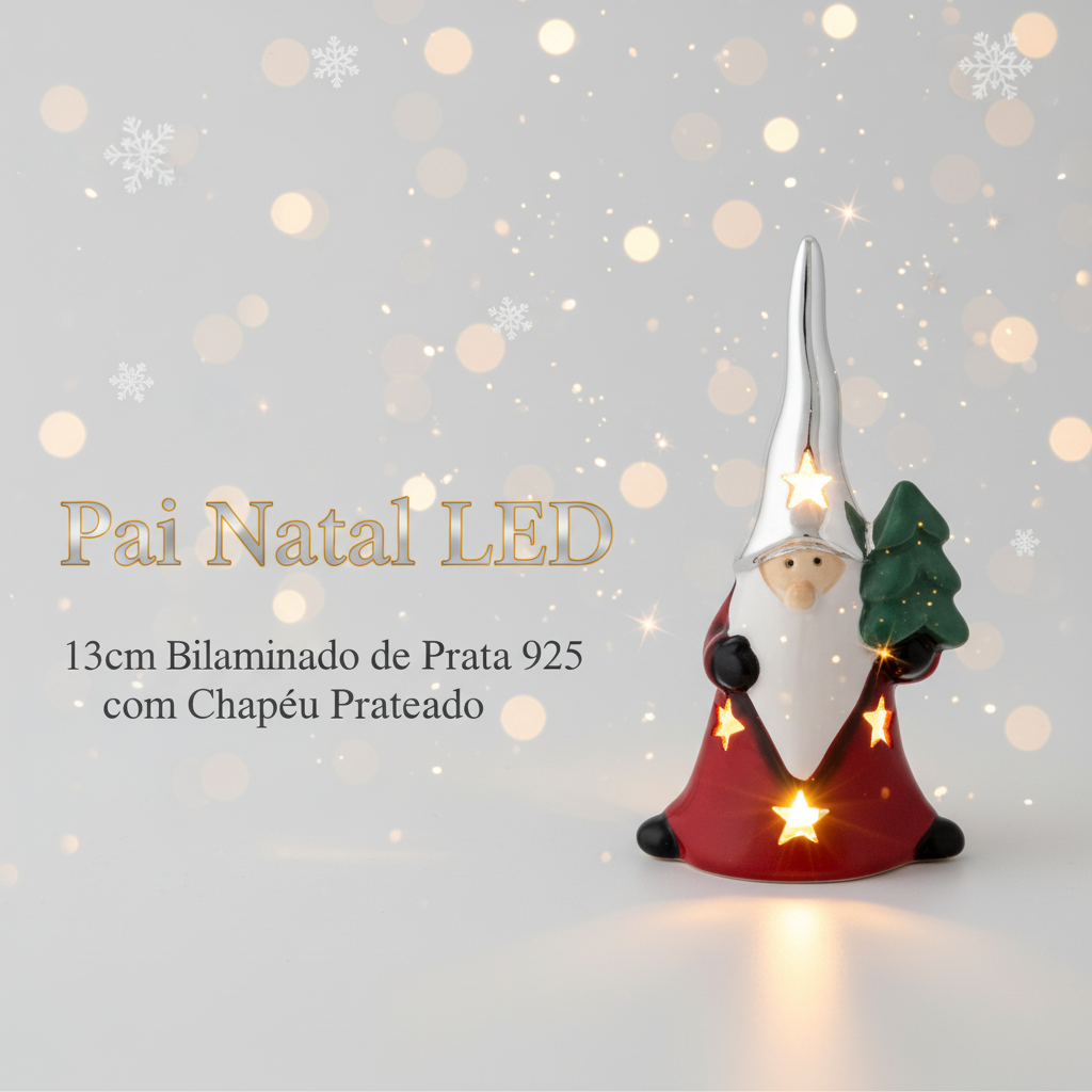 Banner Pai Natal LED 13cm Prata 925 - Redes Sociais