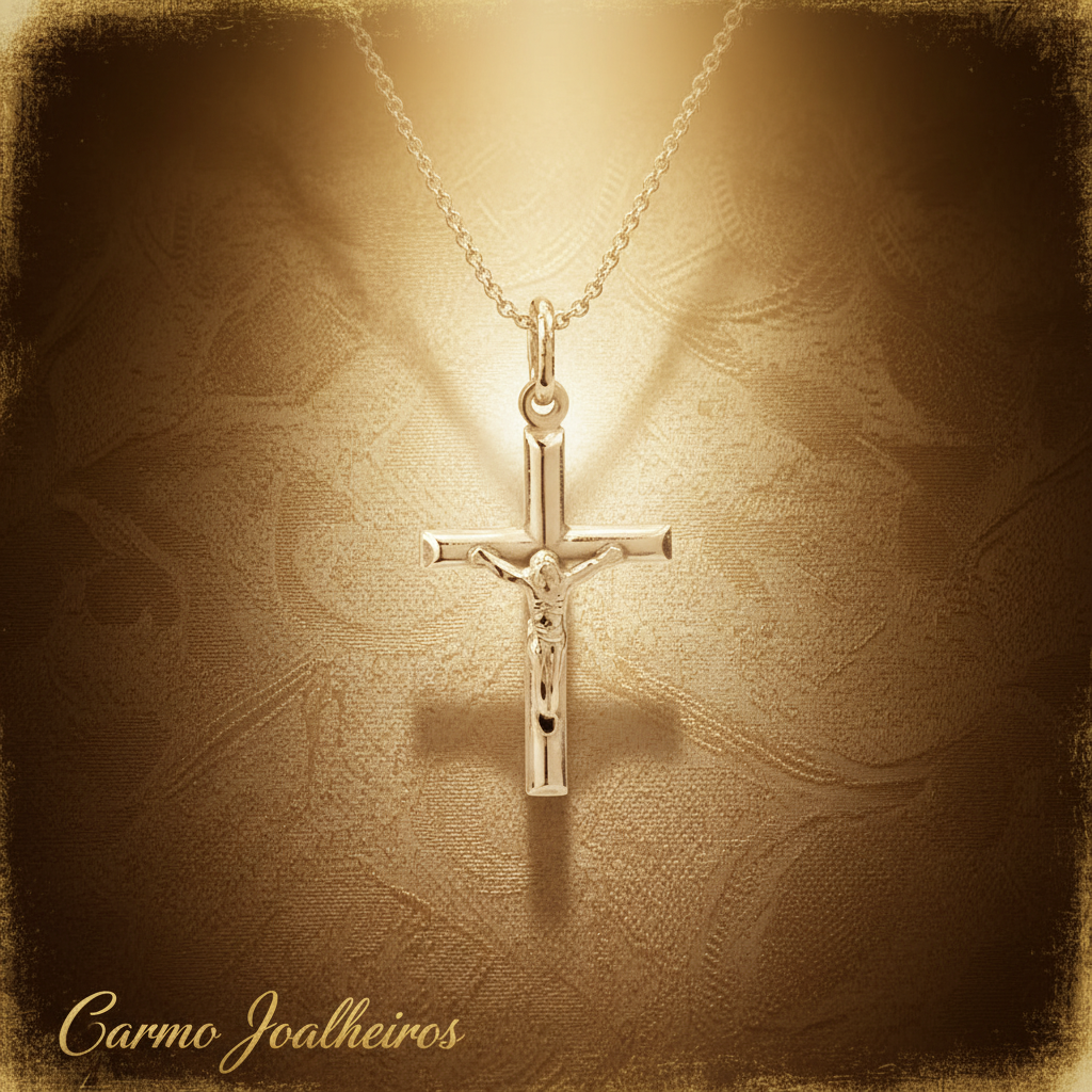 Banner Pendente Cruz Com Cristo - Carmo Joalheiros